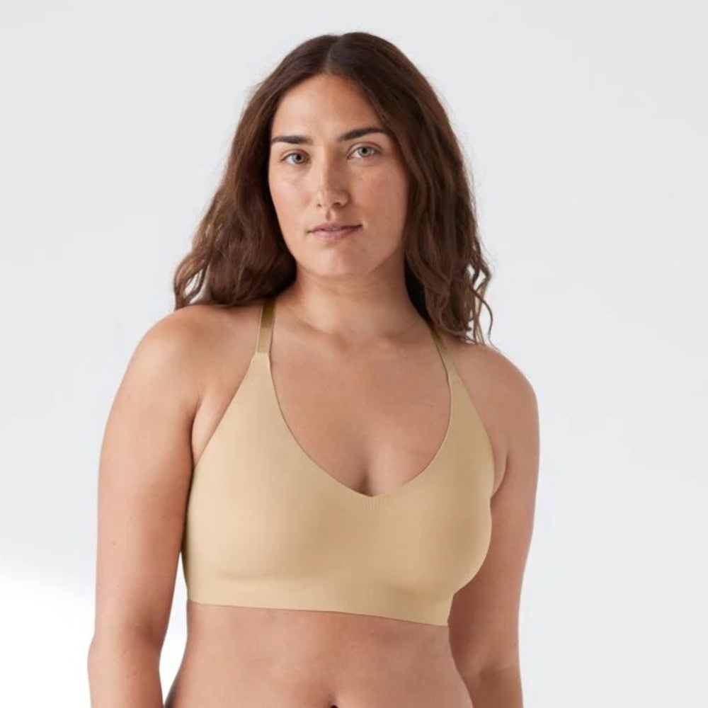 True & Co. True Body Triangle Lace Racerback Bra - size Large - Desert